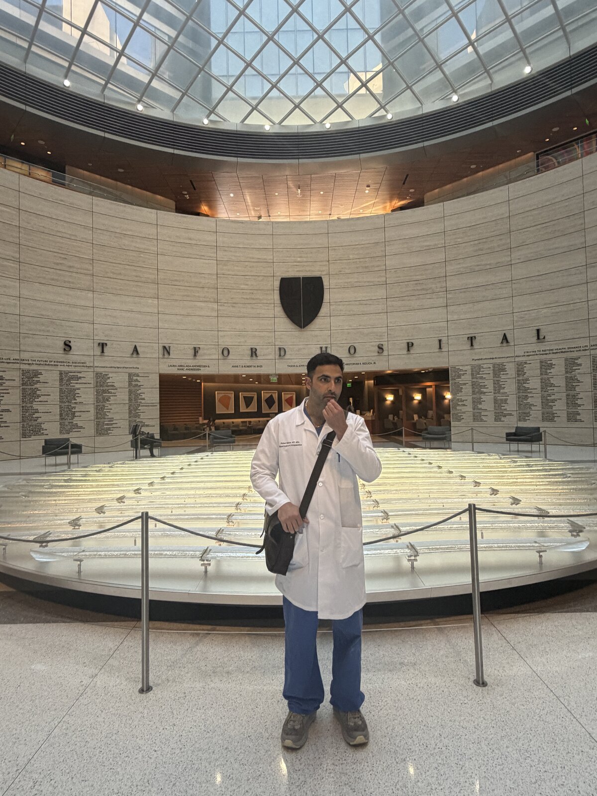 Dr. Matar in the Stanford Hospital atrium